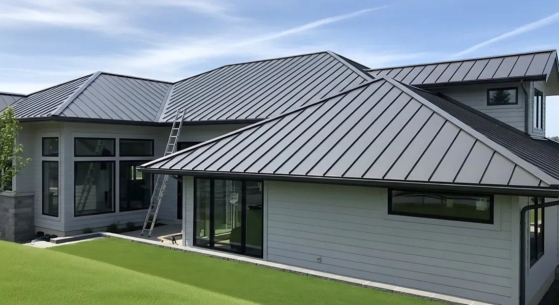 Modern Florida home with a standing-seam metal roof